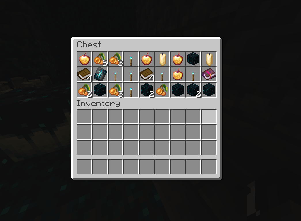 An ancient city chest opened with Luck 6 featuring 3 enchanted golden apples, a Silence Armor Trim and a Swift Sneak 3 book