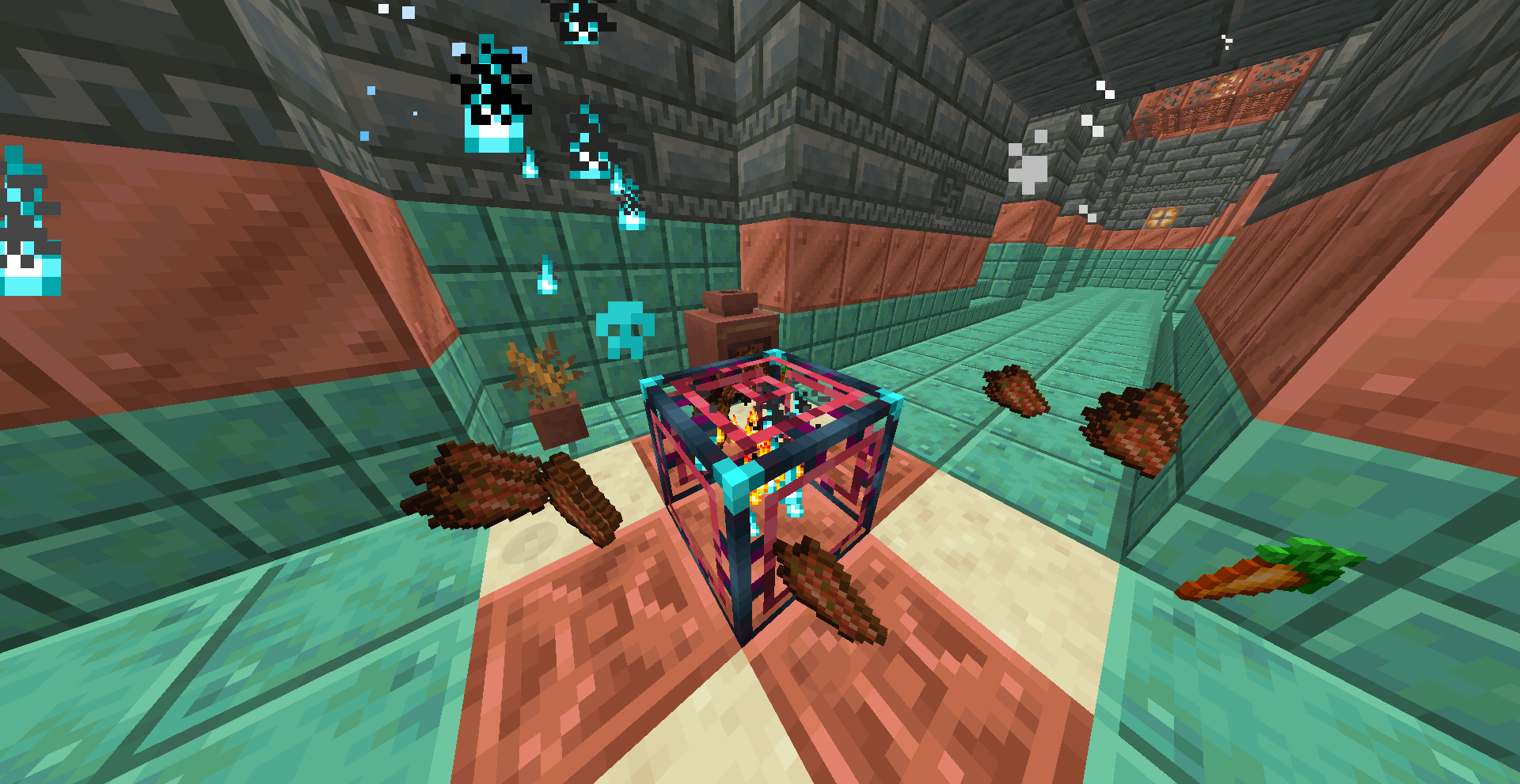 an ominous trial spawner ejecting loot