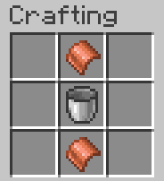 The crafting recipe for the adapter consisting of a bucket in the middle with copper sheets on top and bottom.