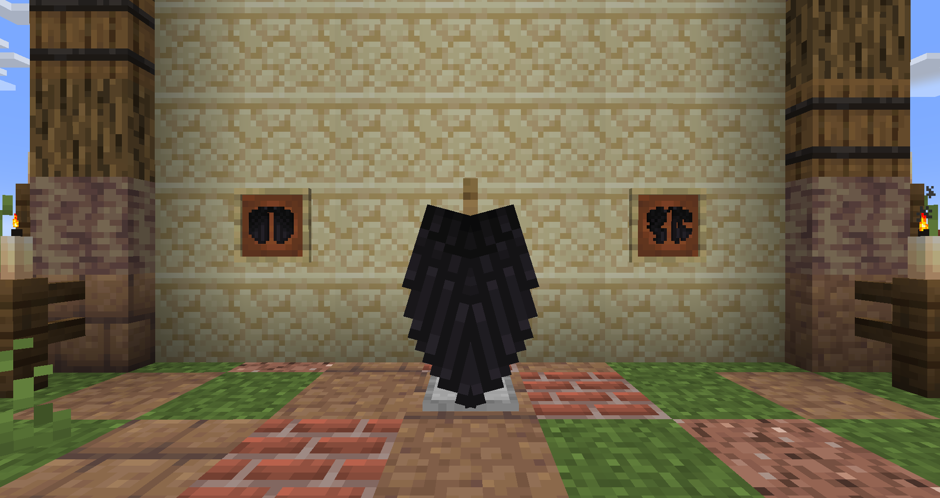 Elytra re-fashioned as the wings of a crow, alongside their respective item textures.
