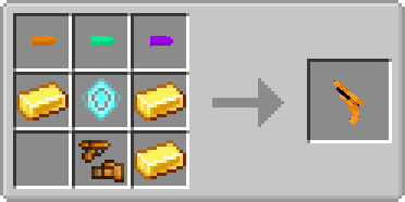 Recipe for the Truth Revolver, Truth Bullet top left, Absorb Bullet top middle, Lie Bullet top right, Gold Ingot middle left, Essence of Hope middle, Gold Ingot middle right, Illegal Gun Parts bottom middle, Gold Ingot bottom right