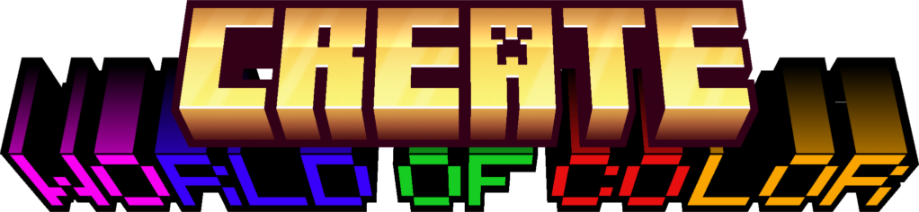 Minecraft logo style, reading CREATE on the top line and WORLD OF COLOR on the bottom