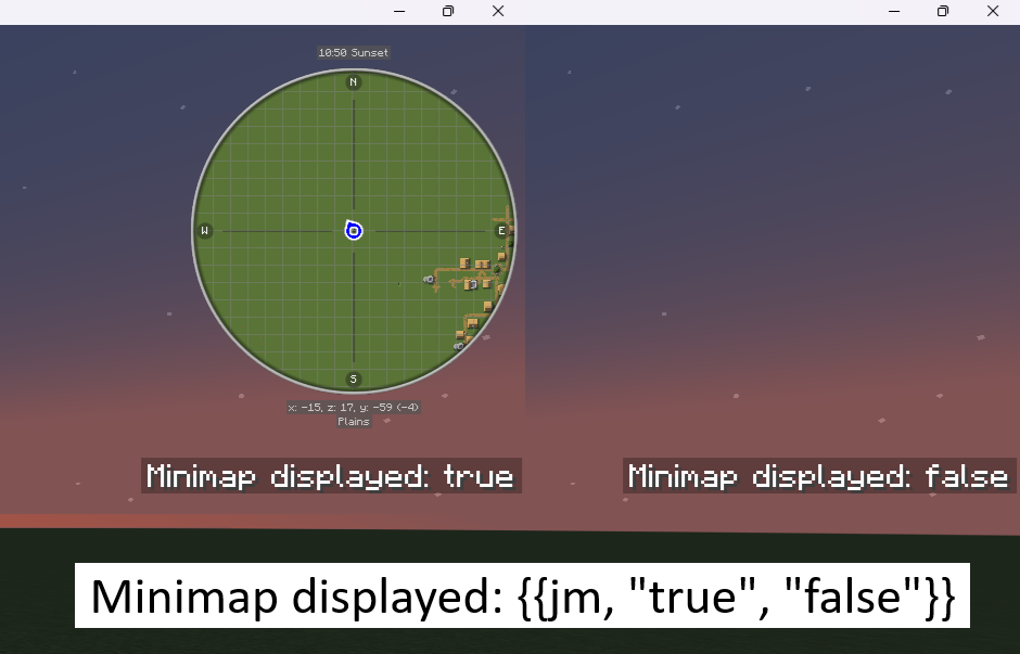 janky screenshot showing minimap enabled or disabled, side by side comparison