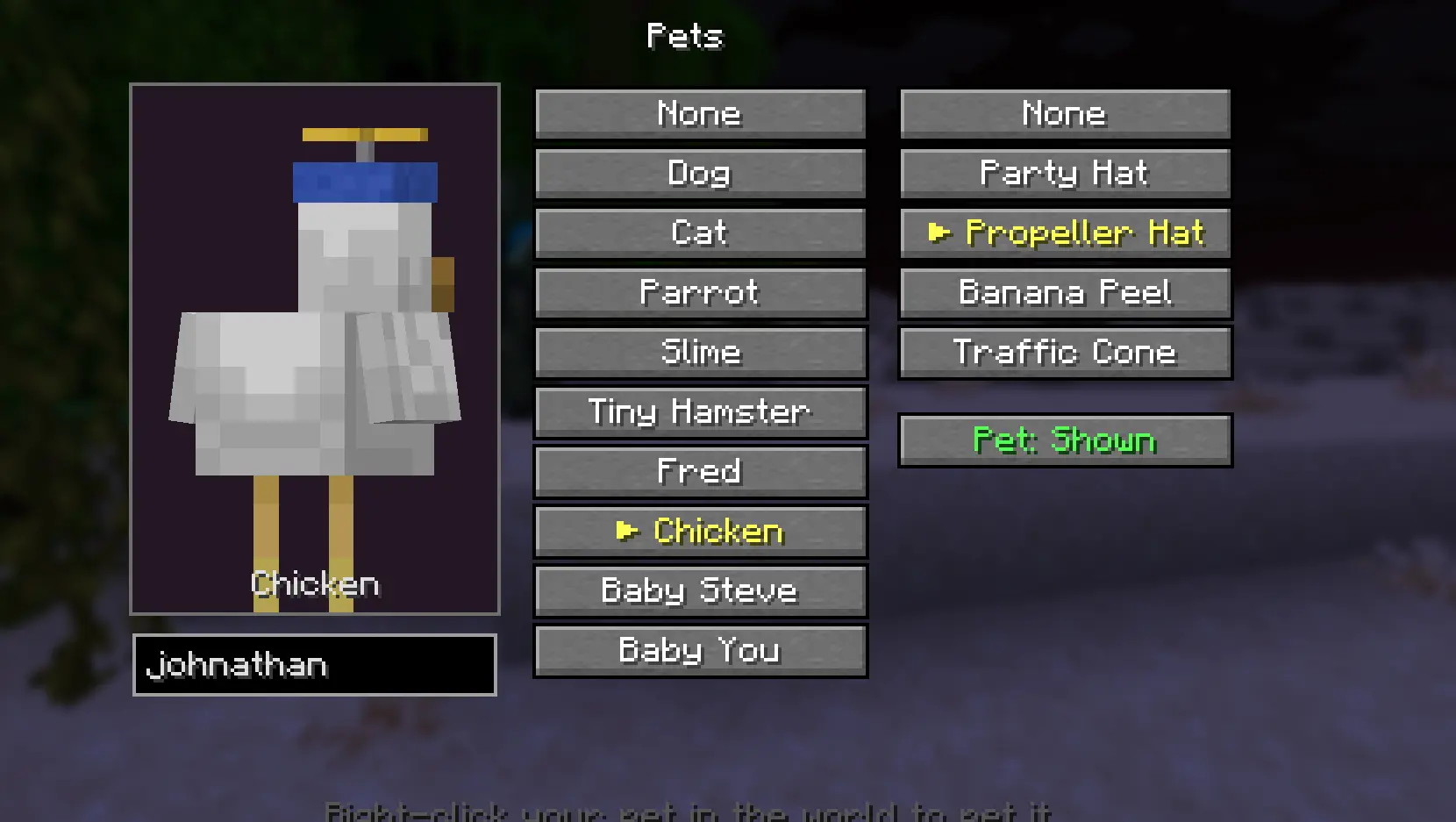 Pet Menu