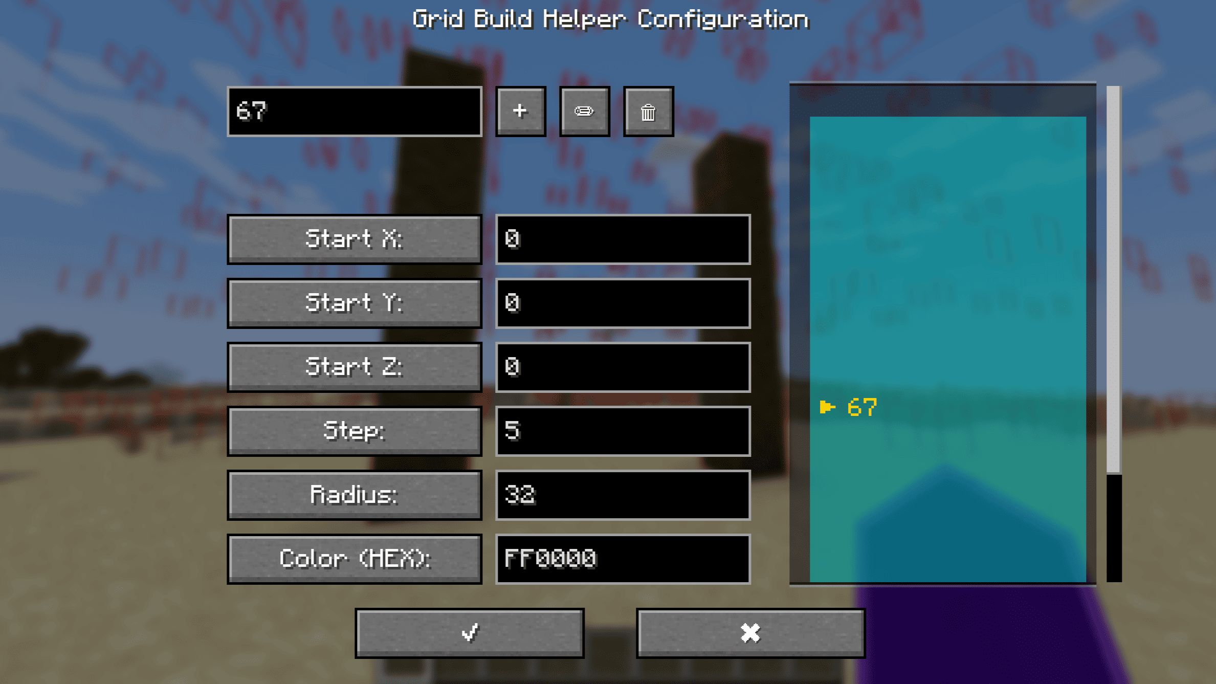 Mod menu configuration