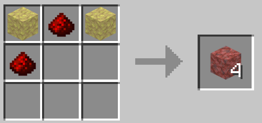 Two Sulfur and Two Redstone Dust make 4 Cinnibar