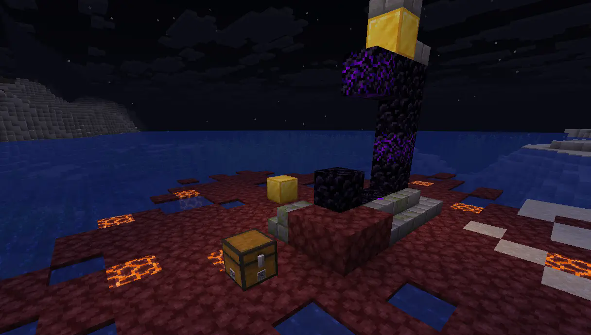 A naturally generated chest in a ruined portal.