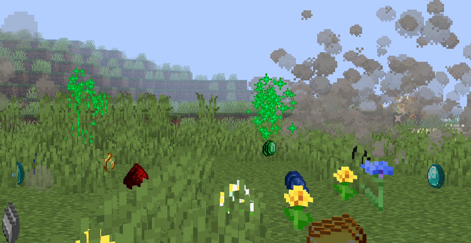 Pacticles and items spawning