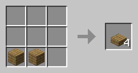 2 blocks placed next to each other horizontally to craft 4 slabs
