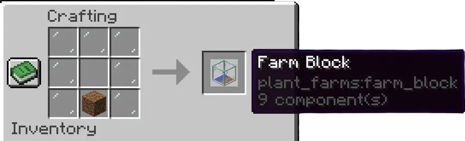 Crafting Recipe for the Farm block