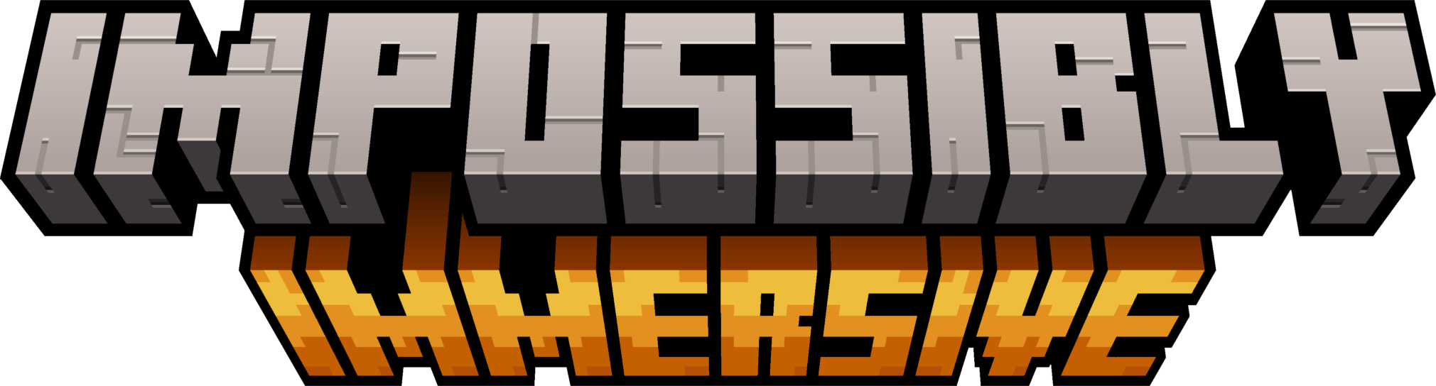 Impossibly Immersive's gray and yellowish-gold Minecraft title-styled logo