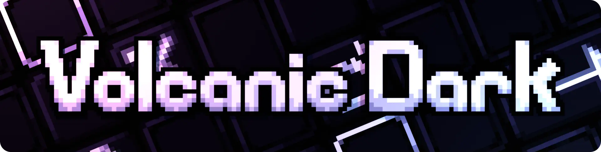 The words "Volcanic Dark" on a background of various containers and buttons.