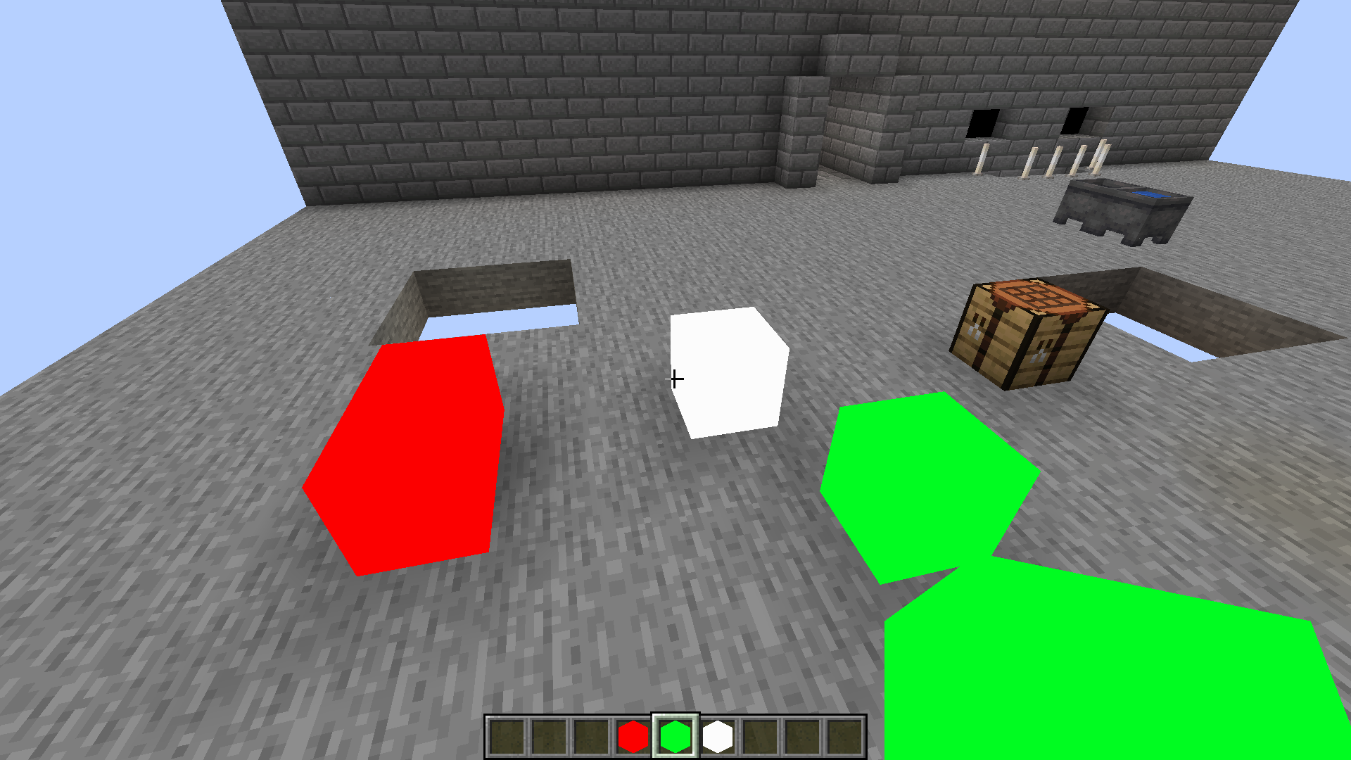 Red, green, and white void blocks