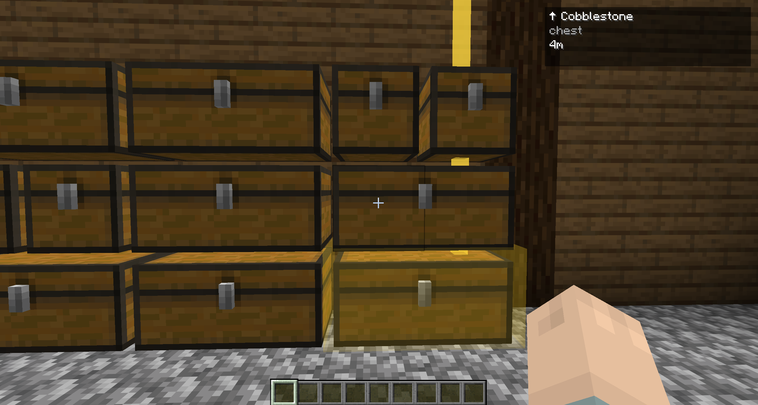 Waypoint HUD in the top corner + the guide beam visible in a world