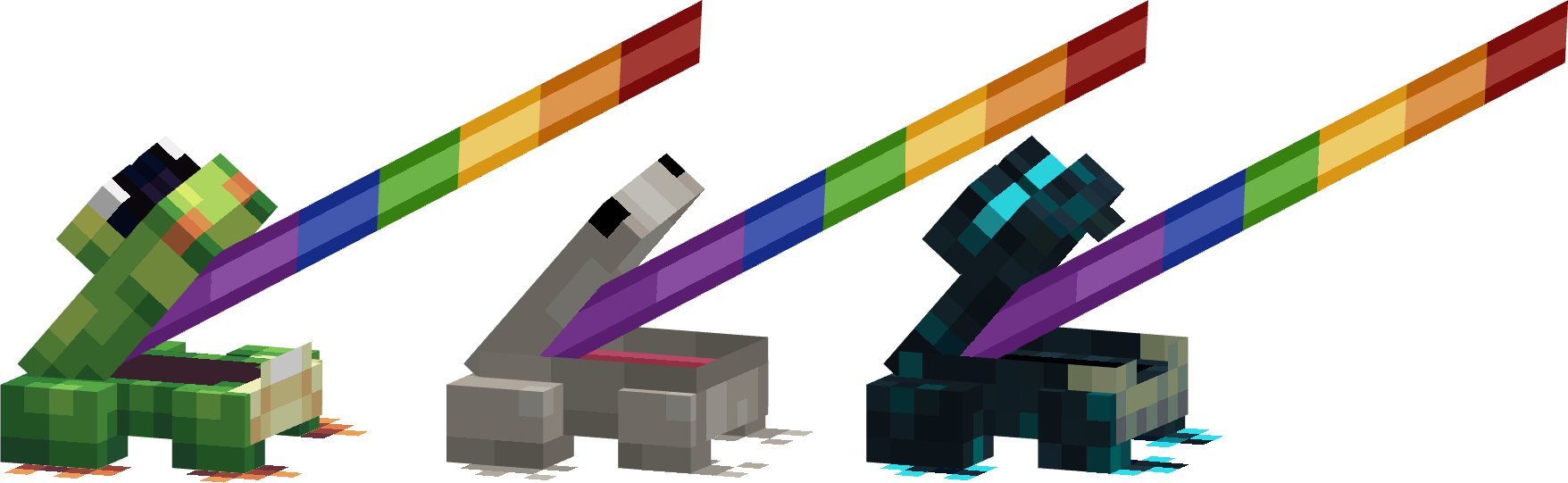 An image showing frogs from other Minecraft projects being affected by the resource pack