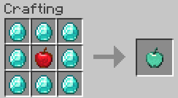 The Recipe for a diamond apple, filled with diamonds and one apple in the middle