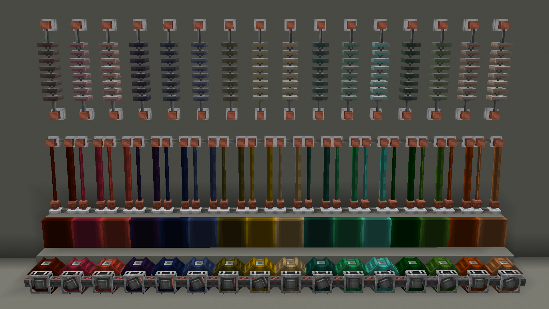 Electric Motors, Electrical Panels, Insulated Wires and Glass insulators in Dye Depot colors