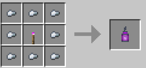 Crafting a purple lantern with 1 purple torch and 8 iron ingots.