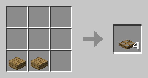 2 slabs placed next to each other horizontally to craft 4 trapdoors