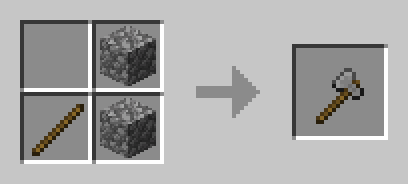 2x2 crafting grid with a stick on the bottom left and cobblestone on the top and bottom right.