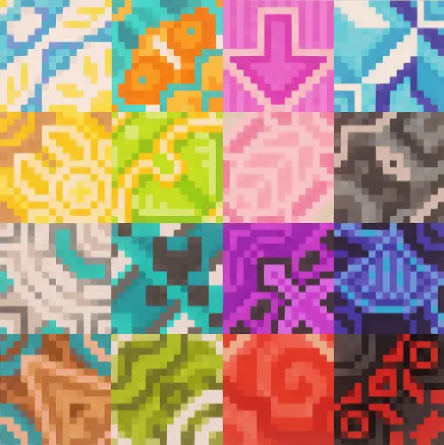 16 different Glazed Terracotta Carpet blocks
