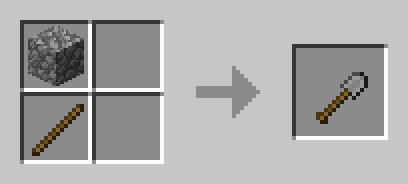 2x2 crafting grid with a stick on the bottom left and cobblestone on the top left.