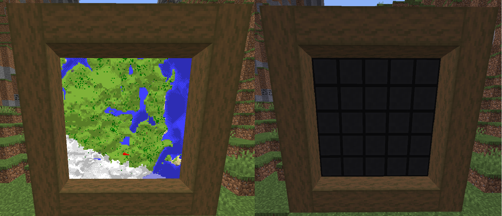 A picture of two map display next to each other. One empty one displaying a map
