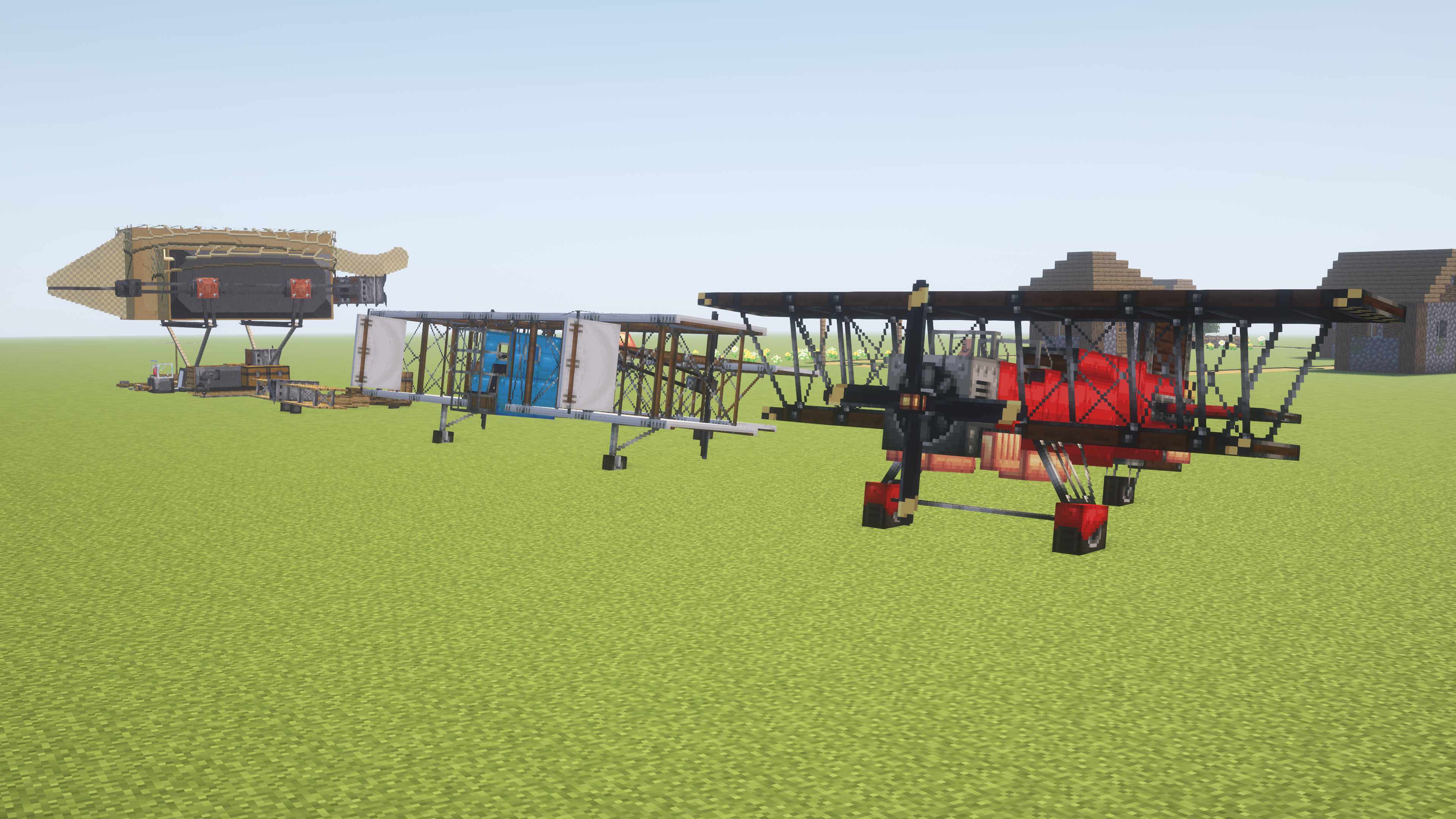 screenshot of many different planes available on a superflat world