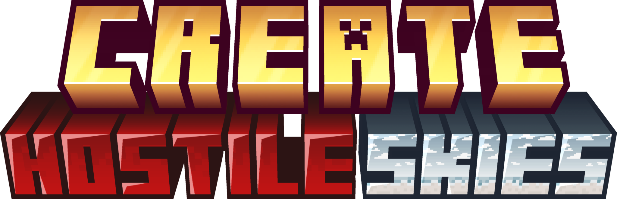 Stylized 3D text labeled "CREATE HOSTILE SKIES"