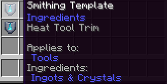 Heat Smithing Template in inventory