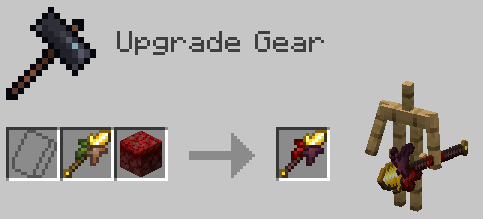 Golden crimsonthorn smithing recipe, it requires no template/upgrade, either a golden mossthorn or golden warpedthorn and a crimson nylium