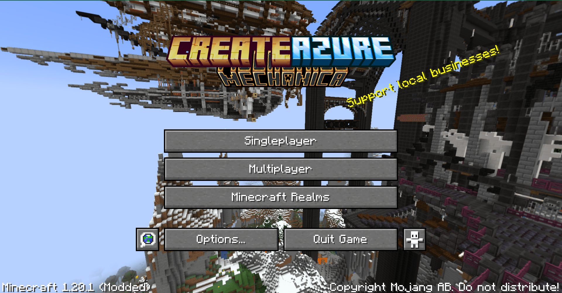 Azure Mechanica title screen - Minecraft Resource Pack