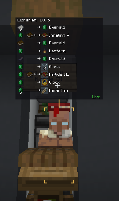 A single villager with its trade hologram displayed above it