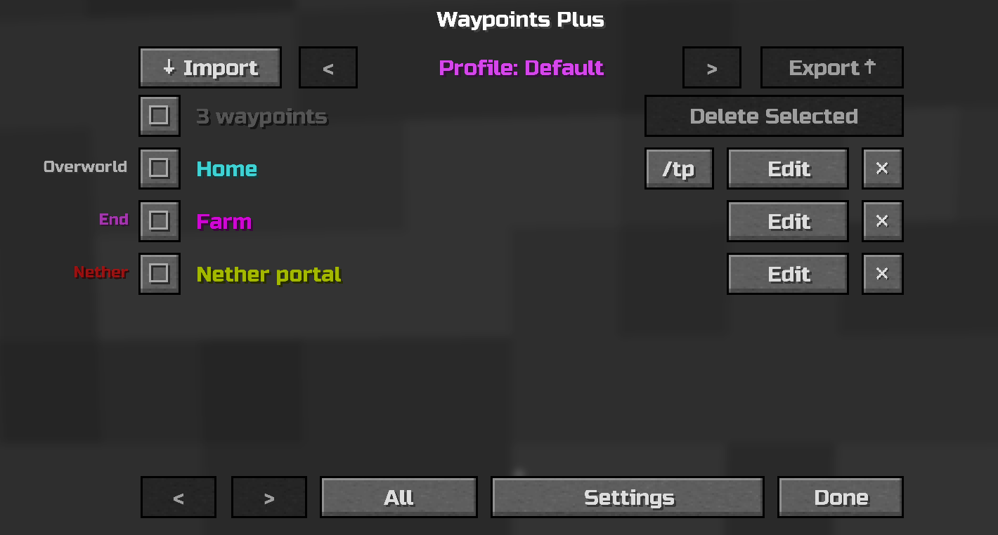 Waypoints management