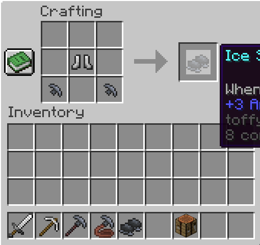 The Image shows how to craft Ice Skates