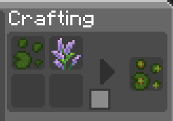 (BWG) Tiny lily pad and flower crafting recipe showing a flowering tiny lily pad result.