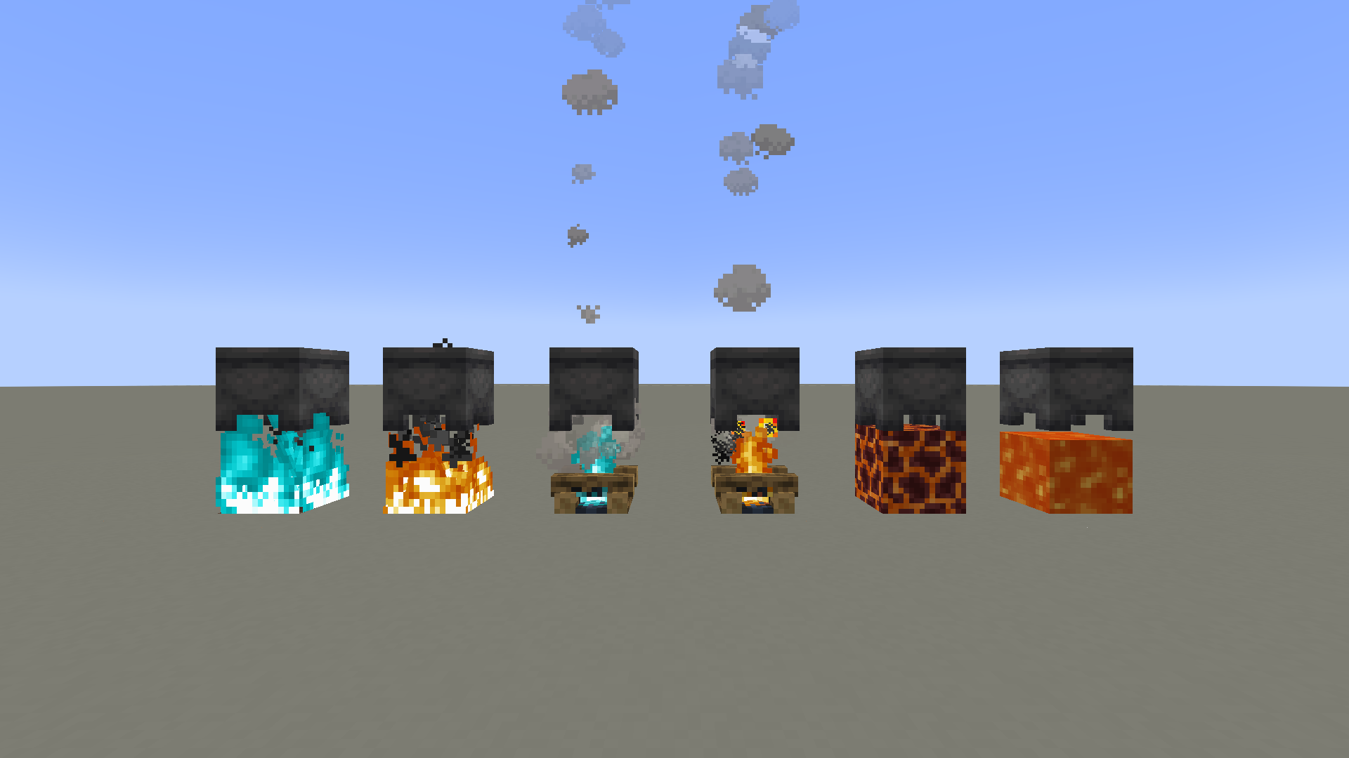 A set of cauldrons for all supported heat sources.