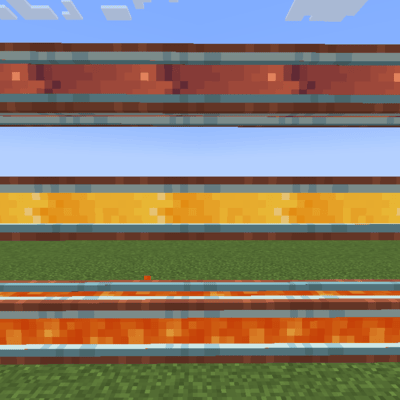3 fluid pipes with seamless windows transferring chocolate, honey, and lava