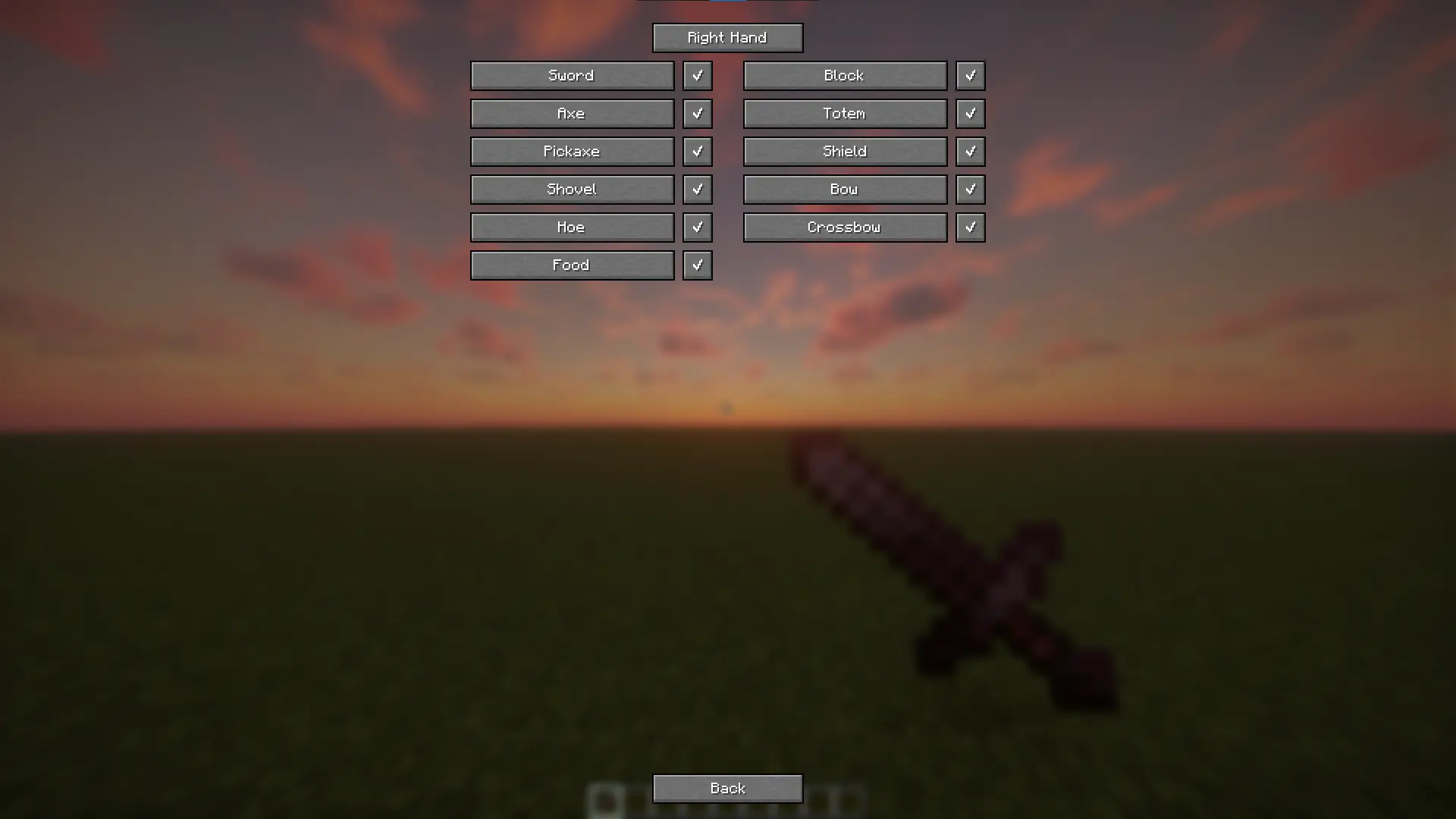 weapon settings