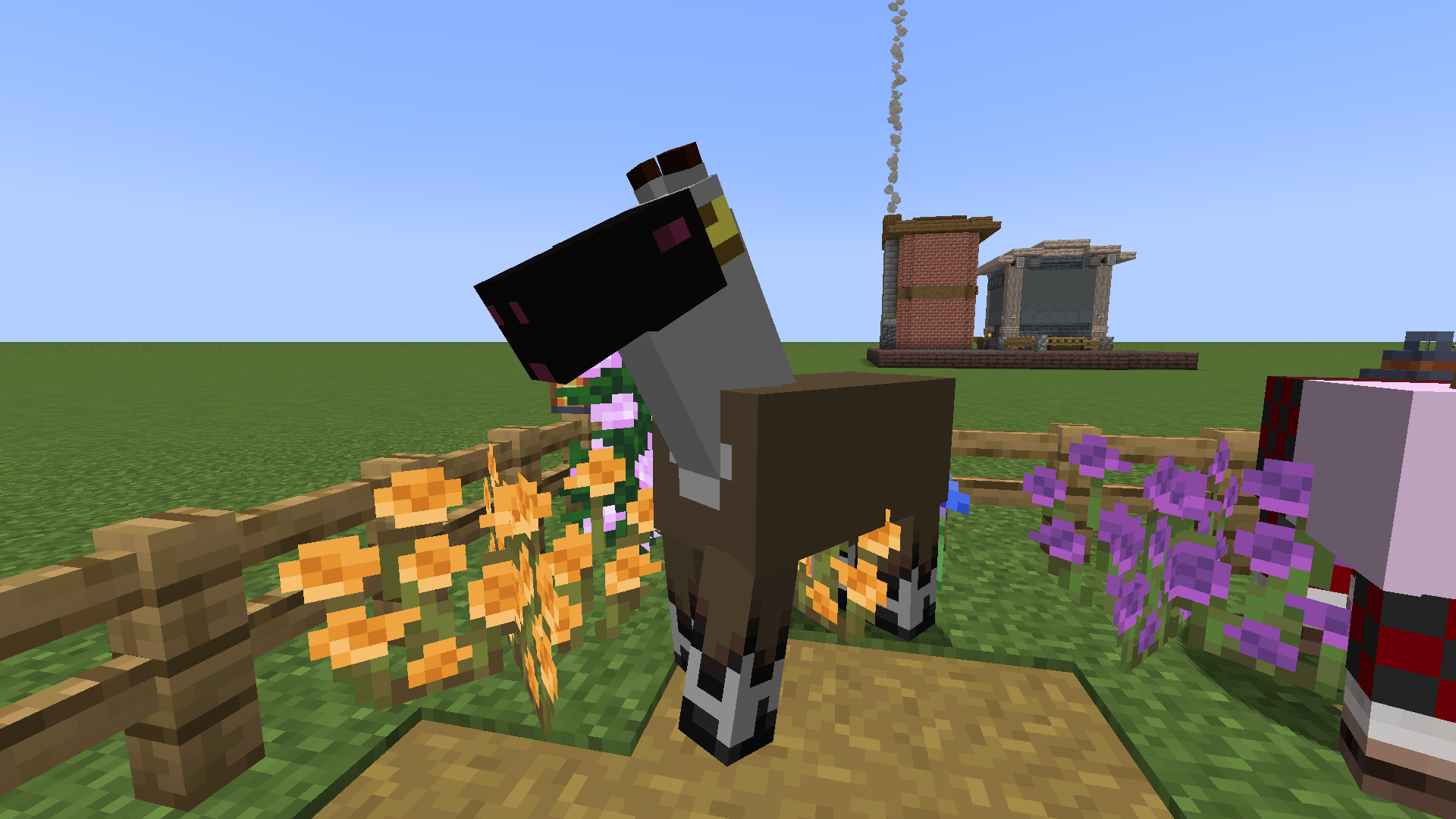 a horse wearing iron horse armor, designed to look like WrittenCross
