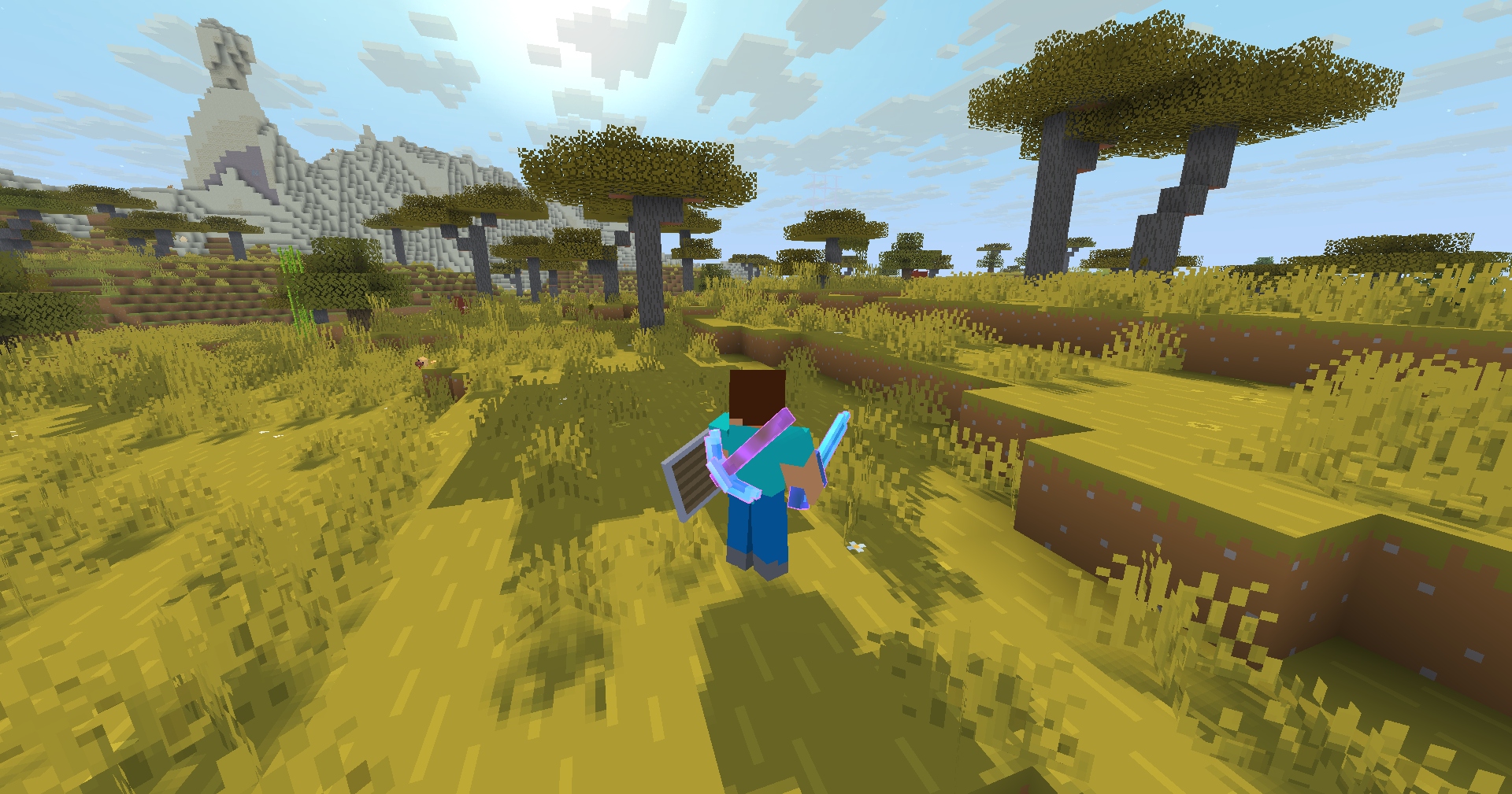 3D diamond pickaxe on the players back