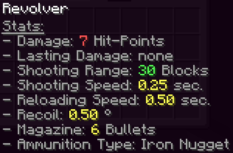 This image shows the revolver stats.