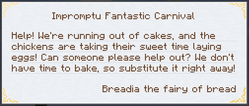 Fairy Quest Card message: Impromptu Fantastic Carnival