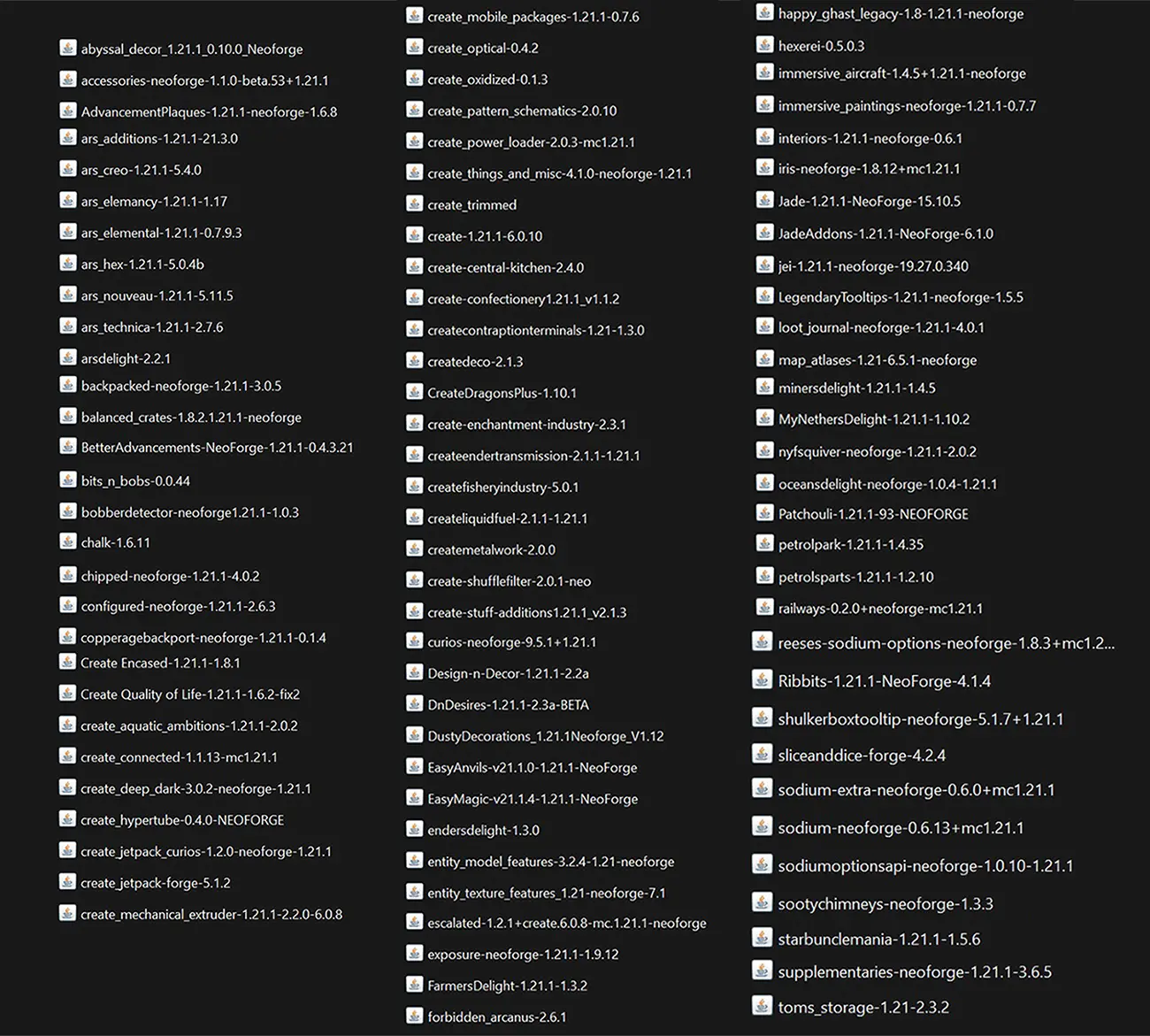 mod list