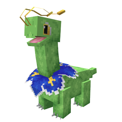 A Meganium with a blue flower on its neck instead of the typical red