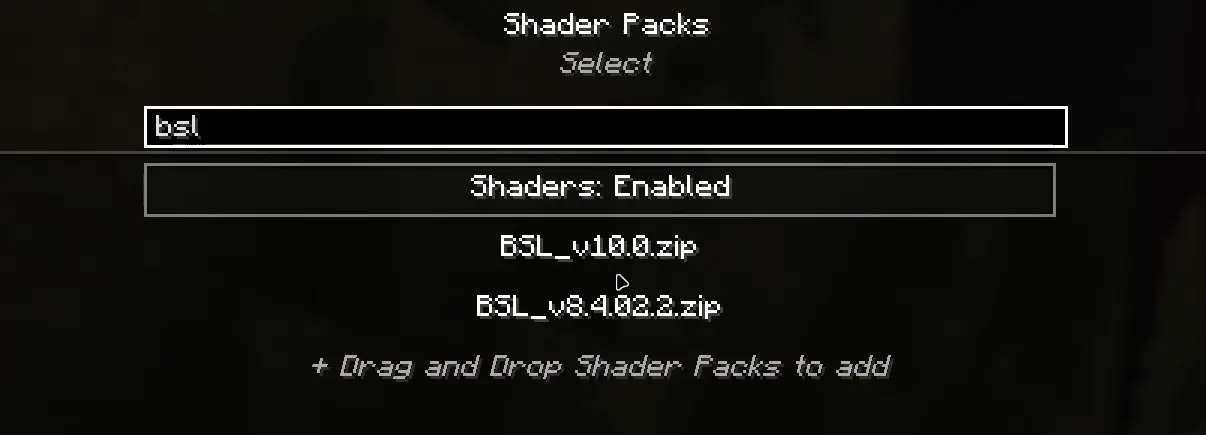 Shader Selection Search Bar