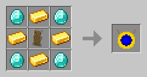 4 diamonds in the corners and 4 gold on the sides with a shield in the middle crafting a Guardian's Ward