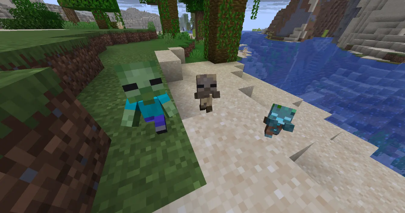 Before: Baby hostile mobs use the normal 2-pixel eyes. Because the model is scaled down, the eyes look too wide and a bit strange.