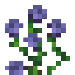 A blueish-tinted Minecraft rose bush