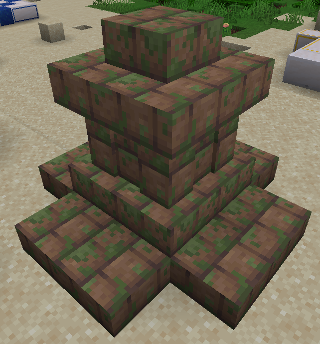 A small structure showcasing Mossy Mud Bricks